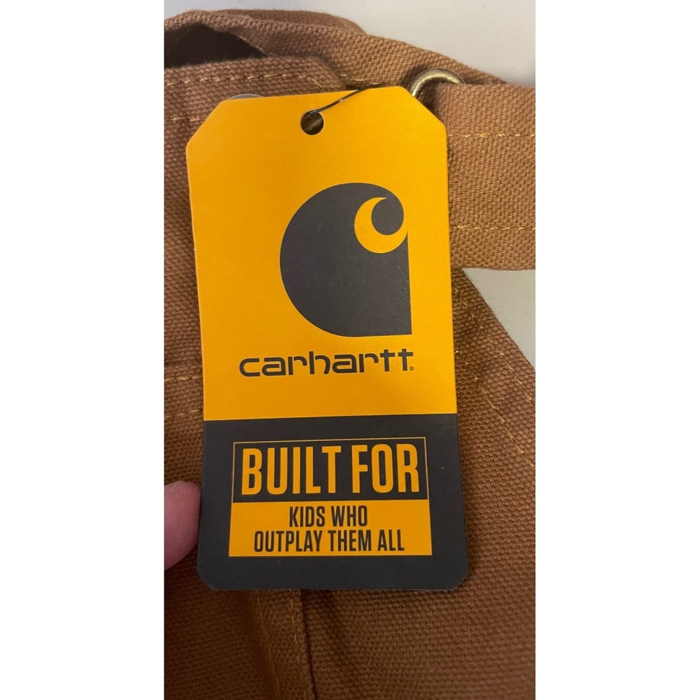 NWT Carhartt Kids Flannel Lined Duck Bib Overalls Brown Plaid Size 4T - Picture 11 of 15
